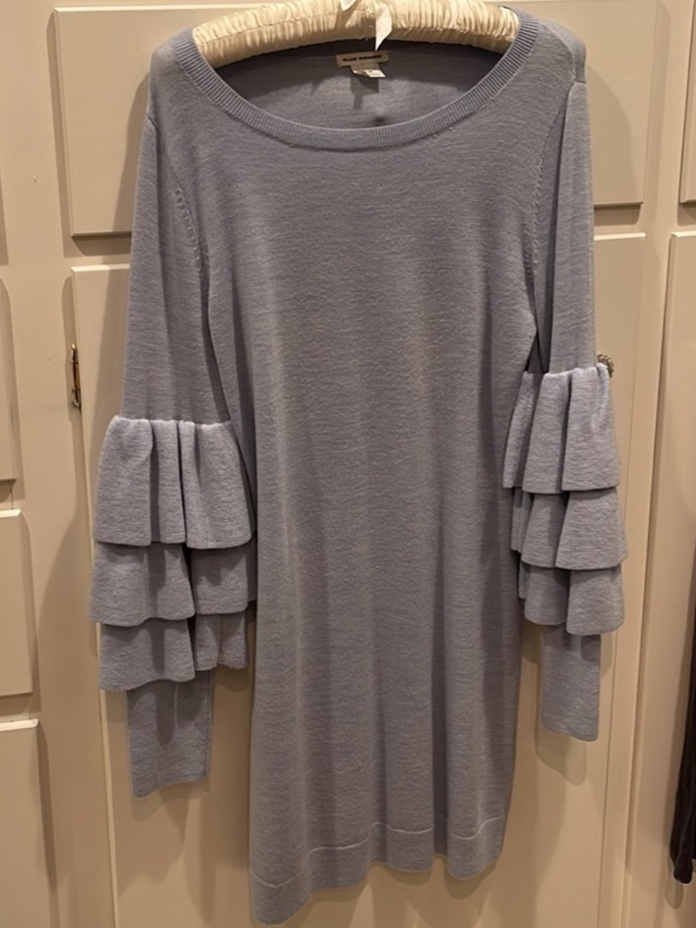 Club Monaco Gray Tiered-Sleeve Knit Sweater Dress